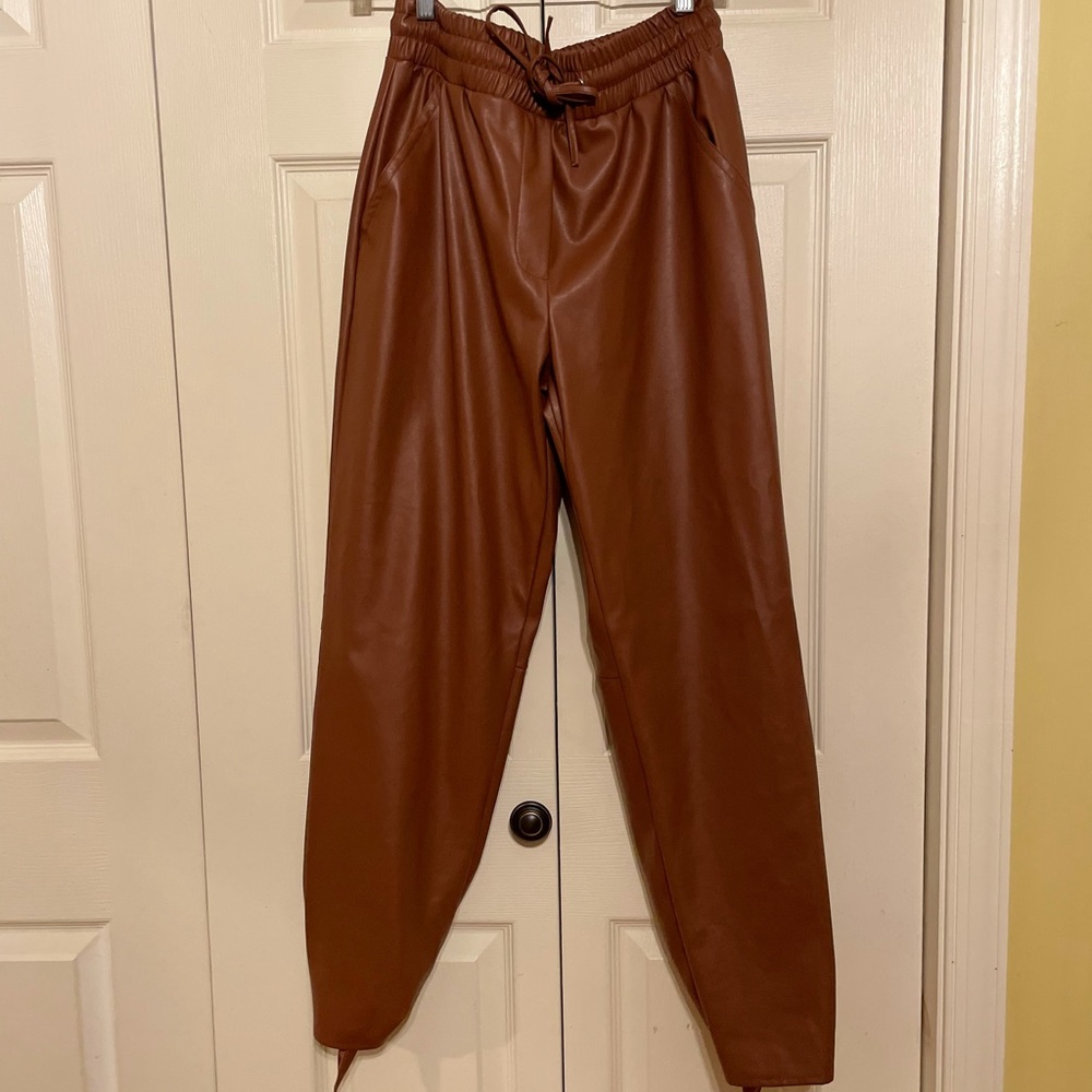 New York and Company brown pleather pants.